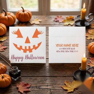 Custom Girly Halloween Return Address on Back Envelope