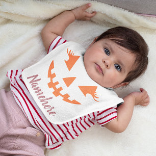 Custom Girly Jack O Lantern Pumpkin Halloween Baby Bib