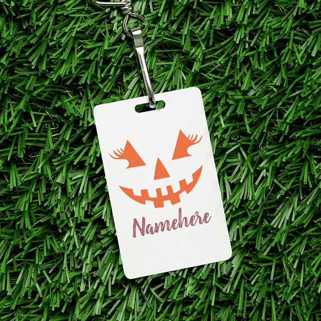 Custom Girly Jack O Lantern Pumpkin Halloween Badge (Creator Uploaded)