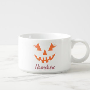 Custom Girly Jack O Lantern Pumpkin Halloween Bowl