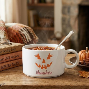 Custom Girly Jack O Lantern Pumpkin Halloween Bowl