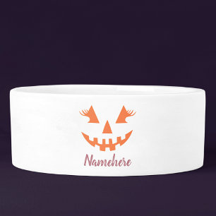 Custom Girly Jack O Lantern Pumpkin Halloween Bowl