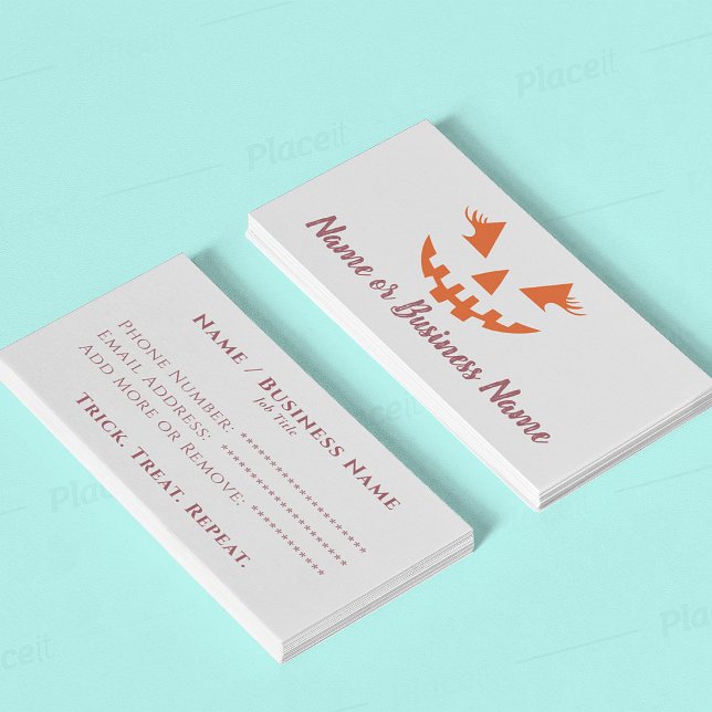 Custom Girly Jack O Lantern Pumpkin Halloween Business Card (Creator Uploaded)