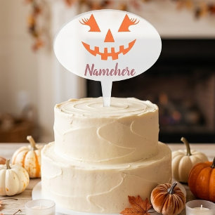 Custom Girly Jack O Lantern Pumpkin Halloween Cake Topper