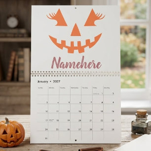 Custom Girly Jack O Lantern Pumpkin Halloween Calendar