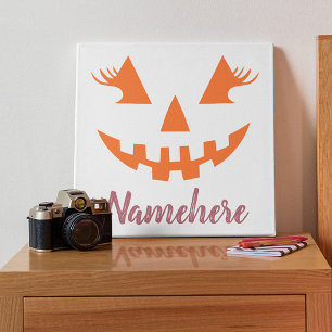 Custom Girly Jack O Lantern Pumpkin Halloween Canvas Print