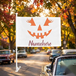 Custom Girly Jack O Lantern Pumpkin Halloween Car Flag