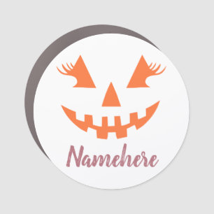 Custom Girly Jack O Lantern Pumpkin Halloween Car Magnet