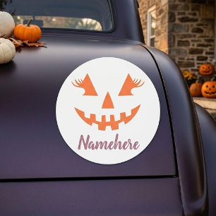 Custom Girly Jack O Lantern Pumpkin Halloween Car Magnet
