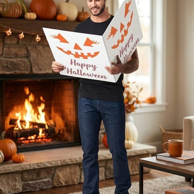 Custom Girly Jack O Lantern Pumpkin Halloween Card (Creator Uploaded)