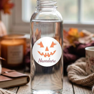Custom Girly Jack O Lantern Pumpkin Halloween Classic Round Sticker