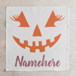 Custom Girly Jack O Lantern Pumpkin Halloween Cloth Napkin