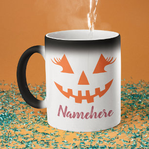 Custom Girly Jack O Lantern Pumpkin Halloween Color Morph Mug