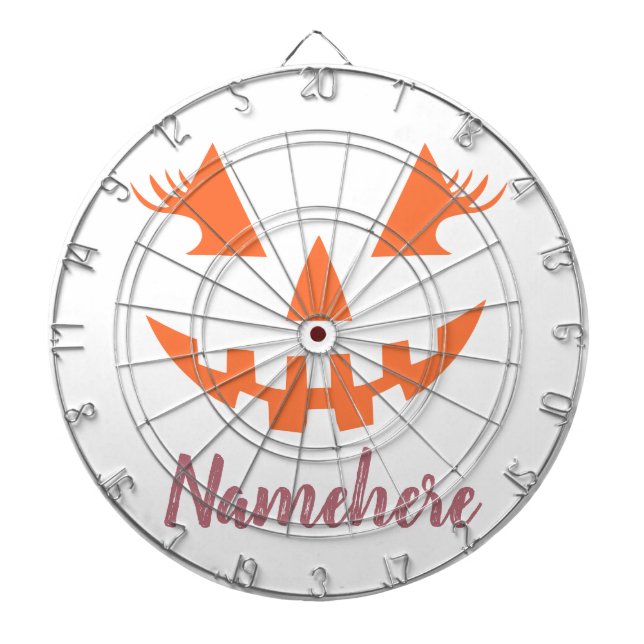 Custom Girly Jack O Lantern Pumpkin Halloween Dart Board (Front)