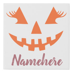 Custom Girly Jack O Lantern Pumpkin Halloween Faux Canvas Print