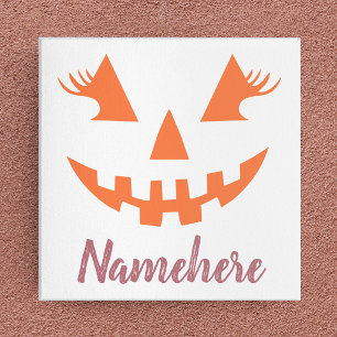 Custom Girly Jack O Lantern Pumpkin Halloween Faux Canvas Print