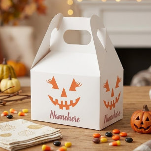 Custom Girly Jack O Lantern Pumpkin Halloween Favor Boxes