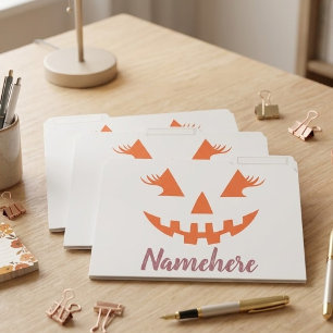 Custom Girly Jack O Lantern Pumpkin Halloween File Folder
