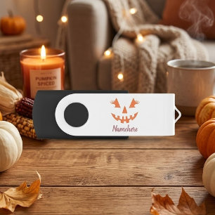 Custom Girly Jack O Lantern Pumpkin Halloween Flash Drive