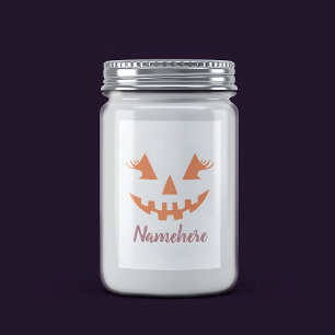 Custom Girly Jack O Lantern Pumpkin Halloween Food Label