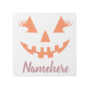 Custom Girly Jack O Lantern Pumpkin Halloween Gallery Wrap
