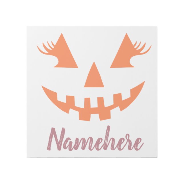 Custom Girly Jack O Lantern Pumpkin Halloween Gallery Wrap (Front)