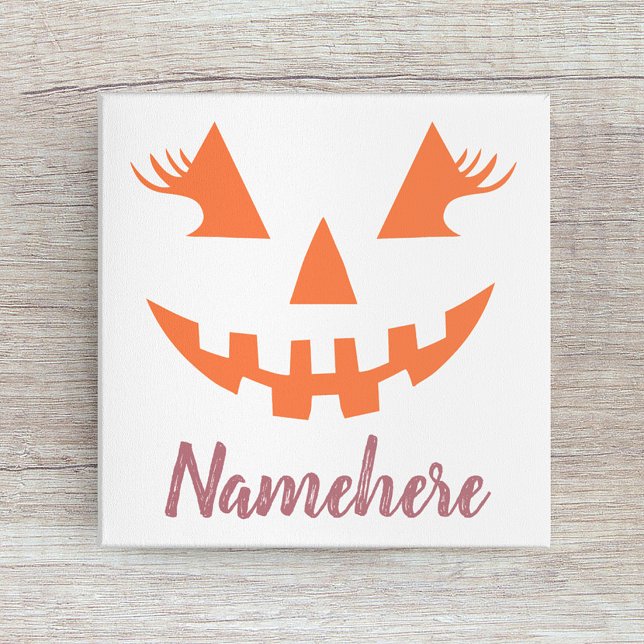 Custom Girly Jack O Lantern Pumpkin Halloween Gallery Wrap (Creator Uploaded)