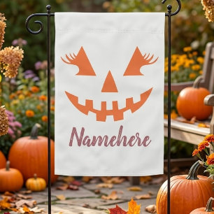 Custom Girly Jack O Lantern Pumpkin Halloween Garden Flag