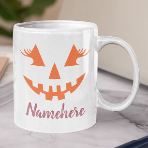 Custom Girly Jack O Lantern Pumpkin Halloween Giant Coffee Mug