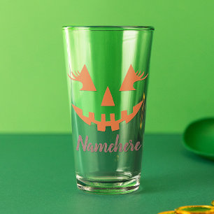 Custom Girly Jack O Lantern Pumpkin Halloween Glass