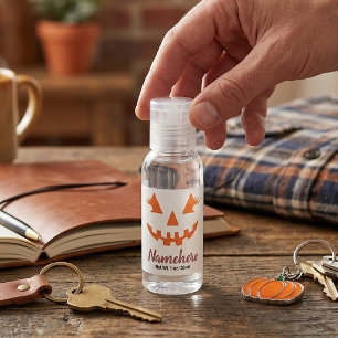 Custom Girly Jack O Lantern Pumpkin Halloween Hand Sanitizer