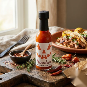 Custom Girly Jack O Lantern Pumpkin Halloween Hot Sauces