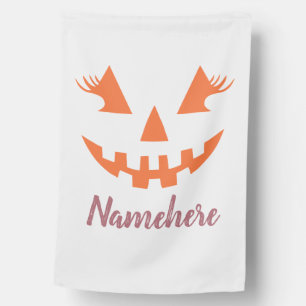 Custom Girly Jack O Lantern Pumpkin Halloween House Flag