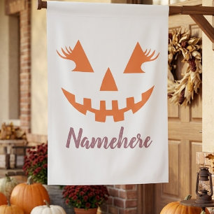 Custom Girly Jack O Lantern Pumpkin Halloween House Flag