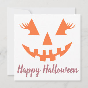 Custom Girly Jack O Lantern Pumpkin Halloween Invitation