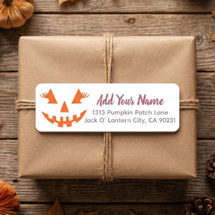 Custom Girly Jack O Lantern Pumpkin Halloween Label