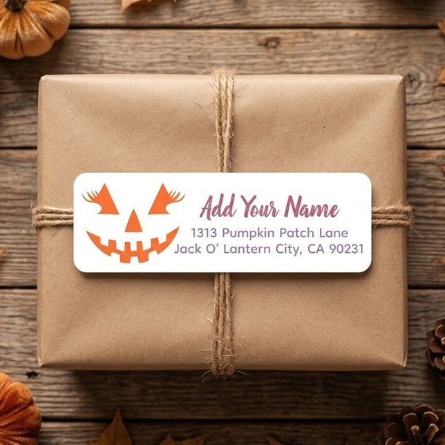Custom Girly Jack O Lantern Pumpkin Halloween Label (Creator Uploaded)