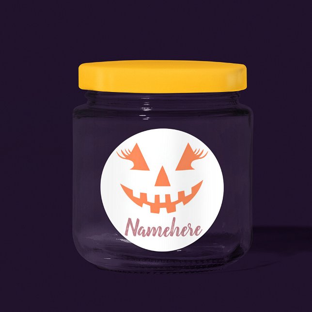 Custom Girly Jack O Lantern Pumpkin Halloween Labels (Creator Uploaded)