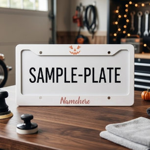 Custom Girly Jack O Lantern Pumpkin Halloween License Plate Frame