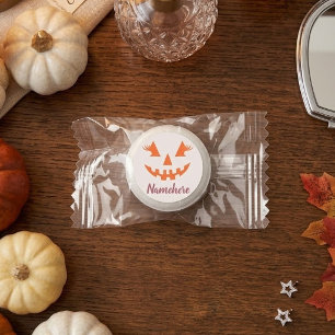 Custom Girly Jack O Lantern Pumpkin Halloween Life Saver® Mints