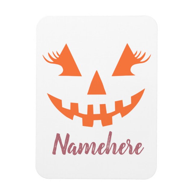 Custom Girly Jack O Lantern Pumpkin Halloween Magnet (Vertical)