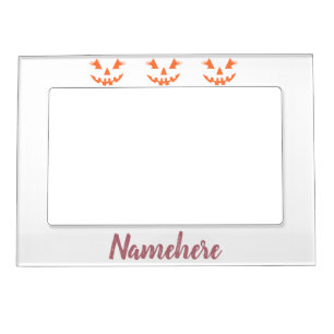 Custom Girly Jack O Lantern Pumpkin Halloween Magnetic Frame