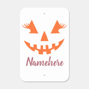 Custom Girly Jack O Lantern Pumpkin Halloween Metal Sign