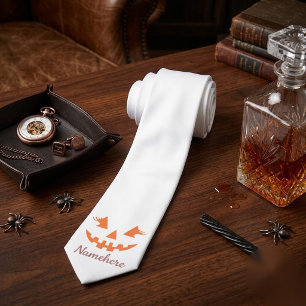 Custom Girly Jack O Lantern Pumpkin Halloween Neck Tie