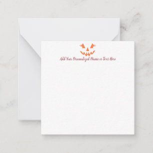 Custom Girly Jack O Lantern Pumpkin Halloween Note Card