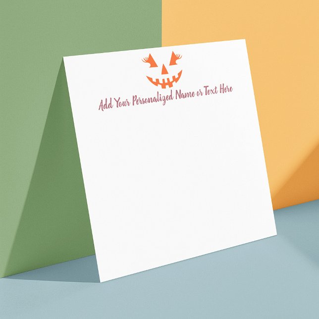 Custom Girly Jack O Lantern Pumpkin Halloween Note Card (Creator Uploaded)