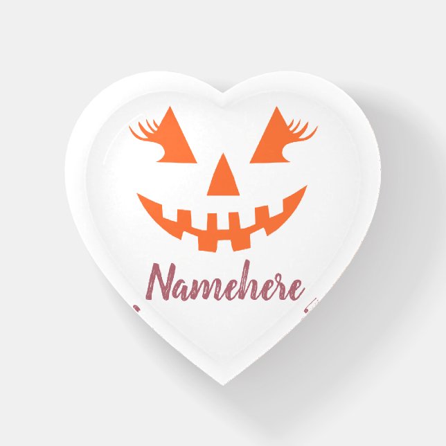 Custom Girly Jack O Lantern Pumpkin Halloween Paperweight (Front)