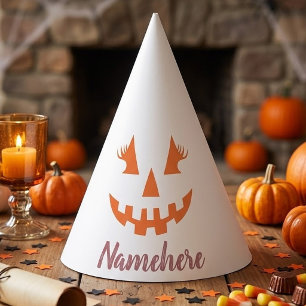 Custom Girly Jack O Lantern Pumpkin Halloween Party Hat
