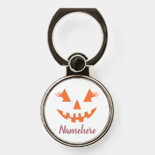 Custom Girly Jack O Lantern Pumpkin Halloween Phone Ring Stand