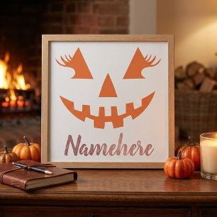 Custom Girly Jack O Lantern Pumpkin Halloween Photo Print